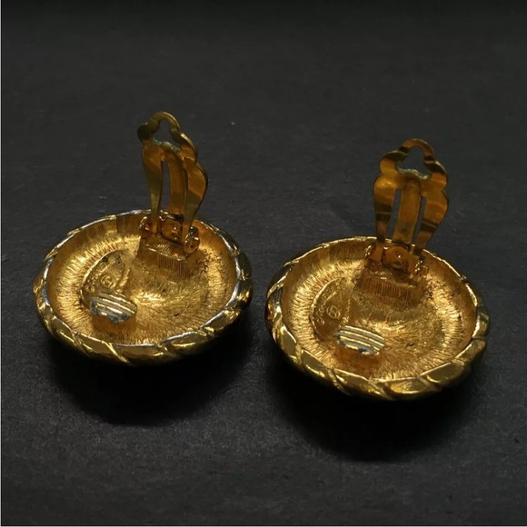 CHANEL CC Logo Gold Tone Earrings - Picture 7 of 8